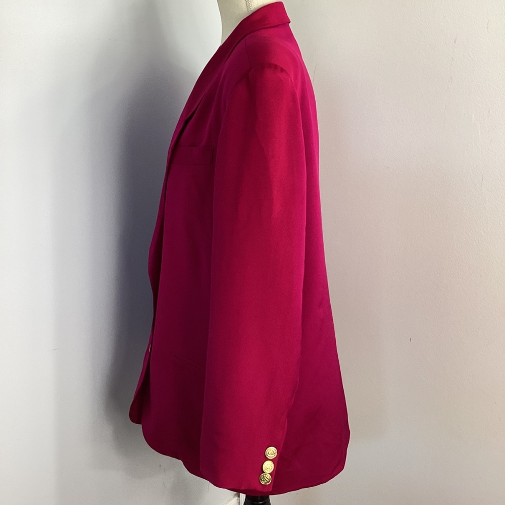 TALBOTS SIZE 10 FUCHSIA 100% SILK BLAZER JACKET CLASSIC ELEGANT FEMININE - Picture 8 of 11
